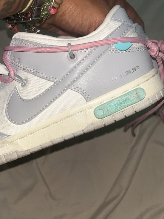 Off-White White Gray Pink Dual-Lace Low-Top Sneakers